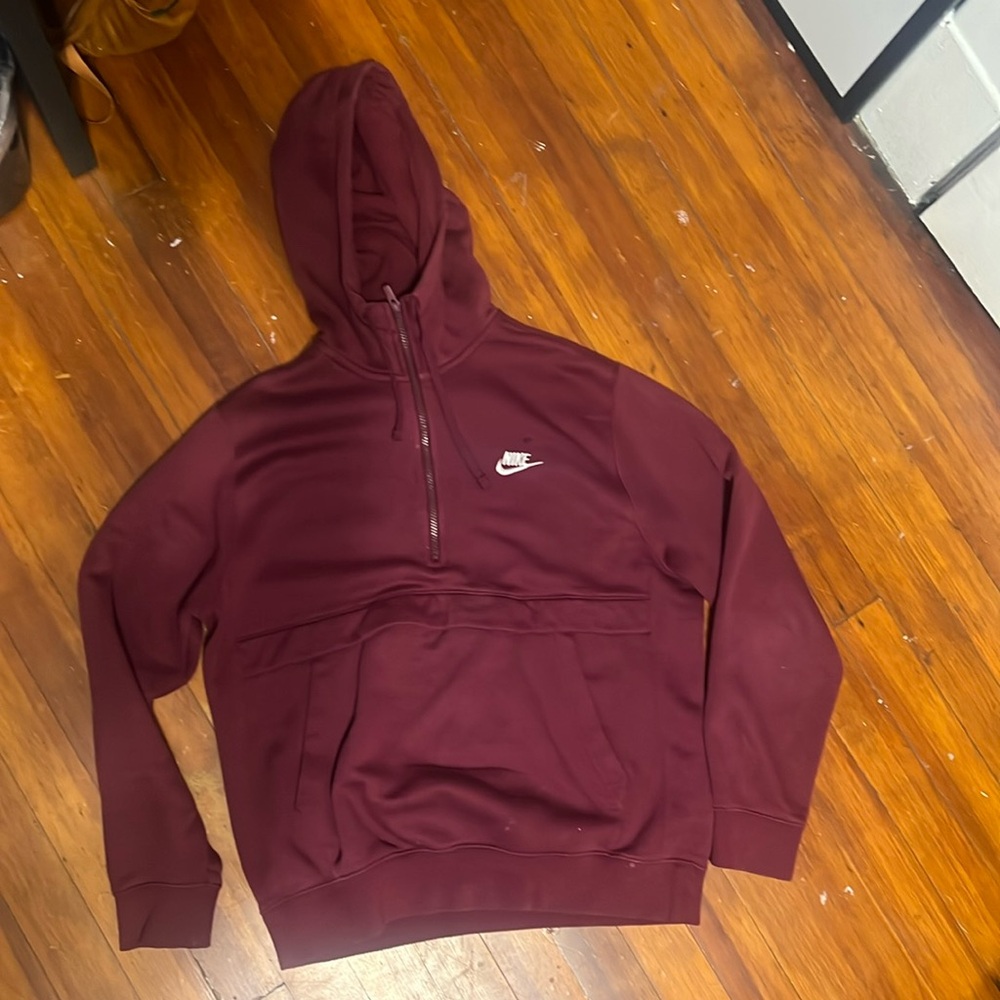 Nike hoodie with kangaroo pouch (Burgundy) Size M